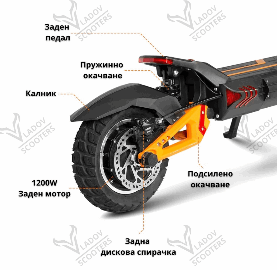 Електрически скутер KUGOO Kirin G3 Pro – 2 x 1200W мощност, максимална скорост 65 км/ч, пробег до 80 км