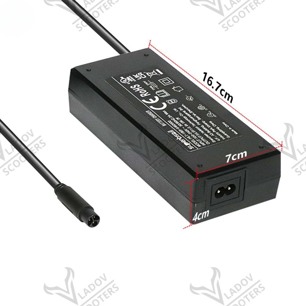 Зарядно 54.6V 2A за Kukirin G2 Pro – размери 16.7 x 7 x 4 см