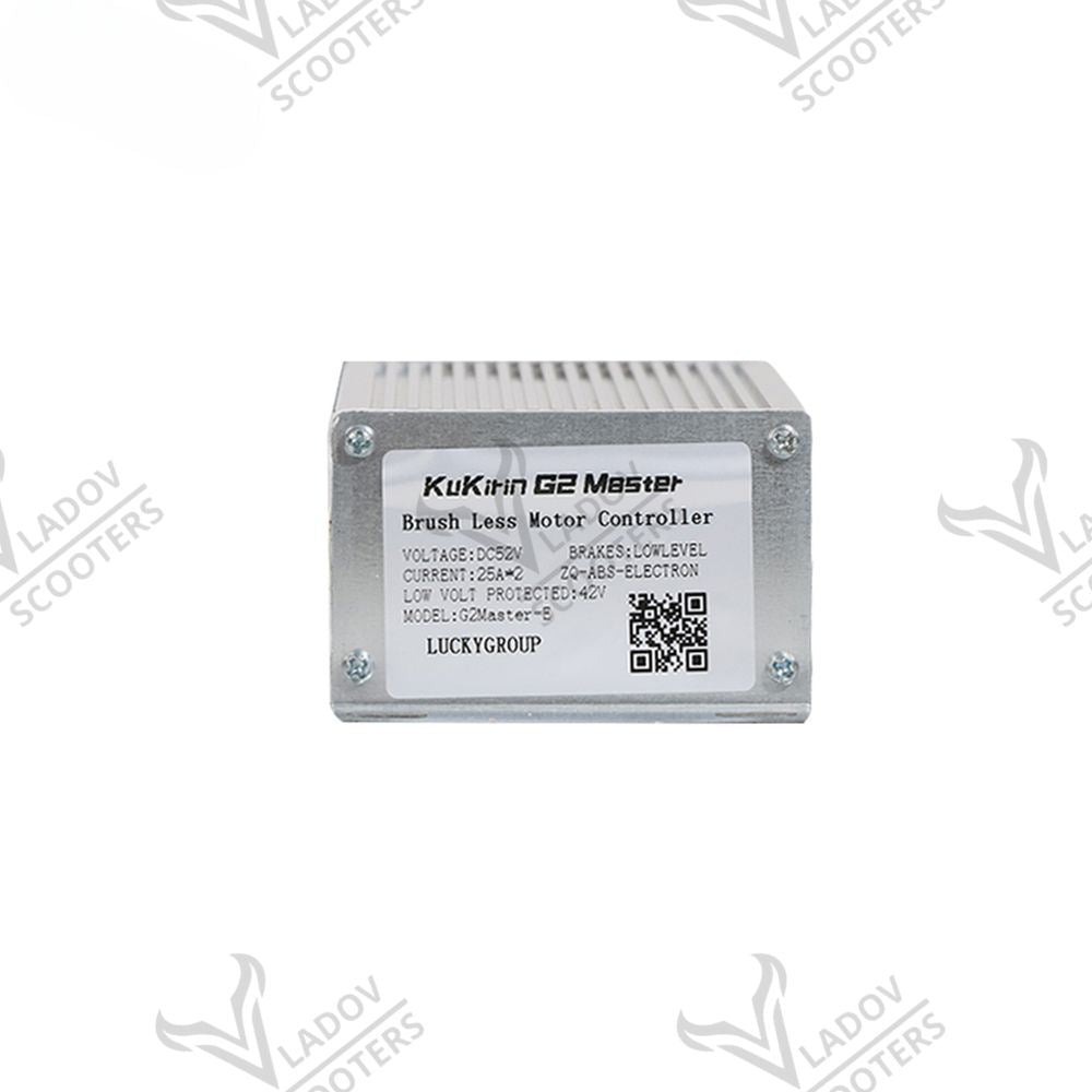 Етикет на контролера Kukirin G2 Master версия B с данни 52 V, 25 A × 2 и изключване при 42 V