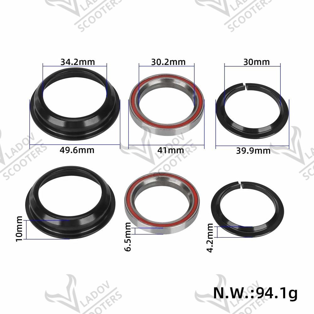 Комплект лагери за кормилна колона на Kukirin G2 Master с размери 30,2x41x6,5 мм, чашки и притискащи пръстени
