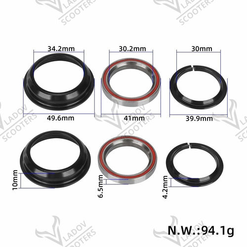 Комплект лагери за кормилна колона на Kukirin G2 Master с размери 30,2x41x6,5 мм, чашки и притискащи пръстени